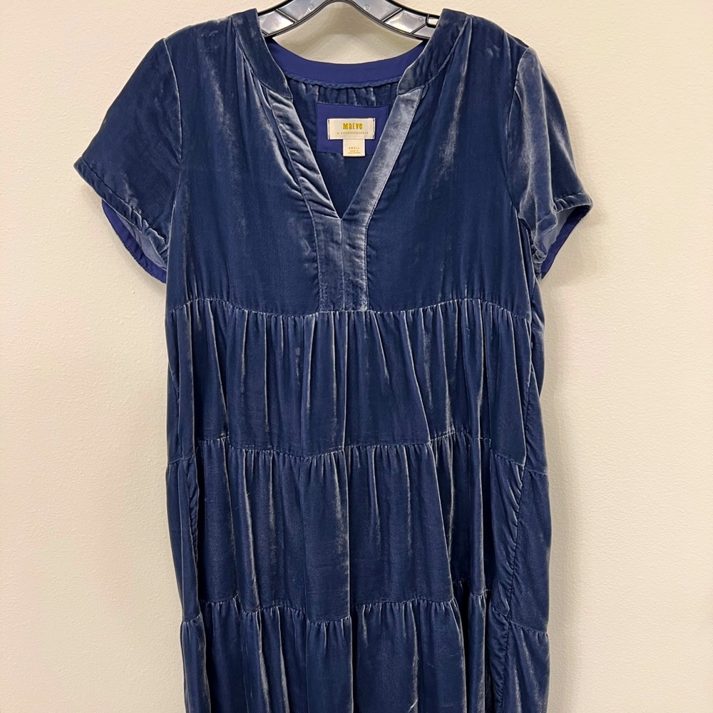 Velvet babydoll tiered short dress by Maeve